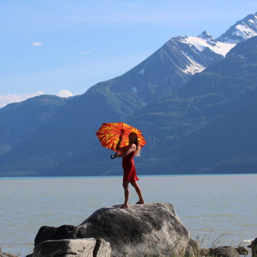 Red Dahlia Umbrella