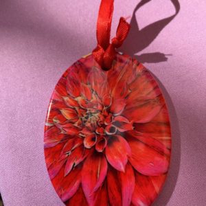 Ceramic Ornament- Red Dahlia~SOLD OUT