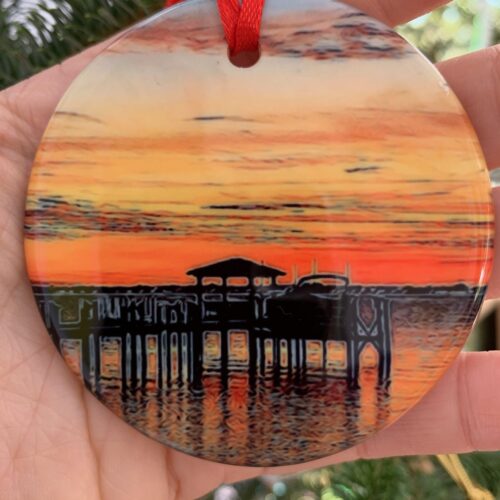 Sebastian Pier Sunset Ornament