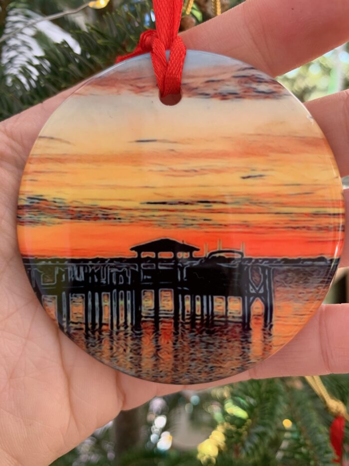 Sebastian Pier Sunset Ornament