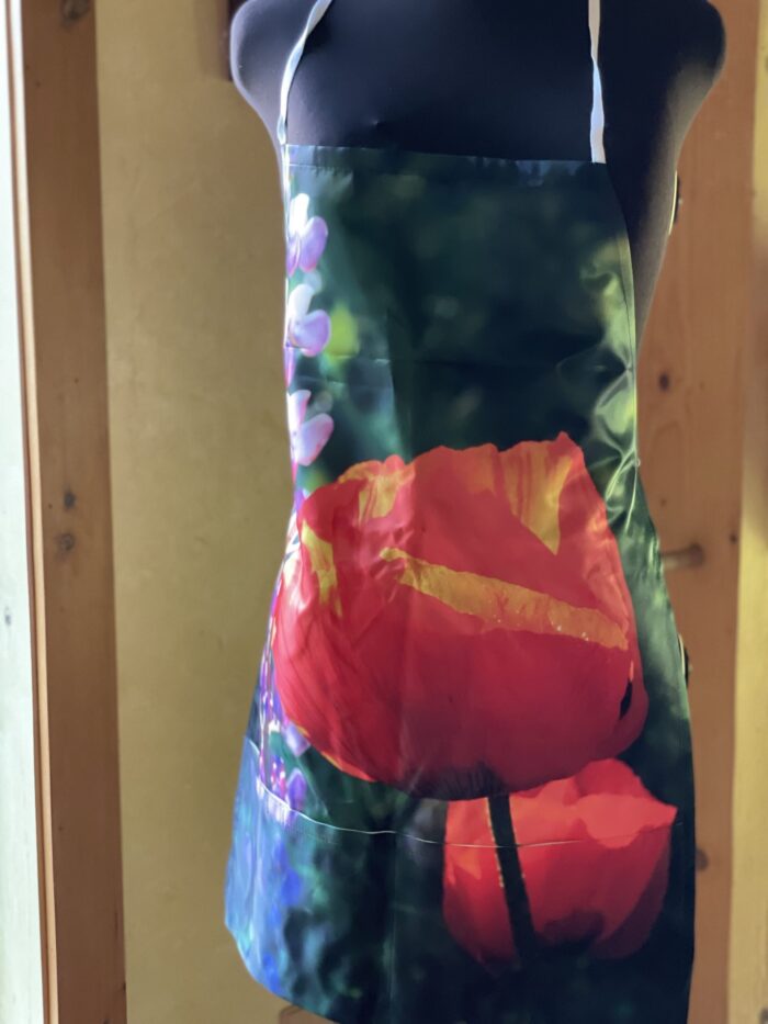 Apron~ Red Poppy w/Lupine-SOLD OUT
